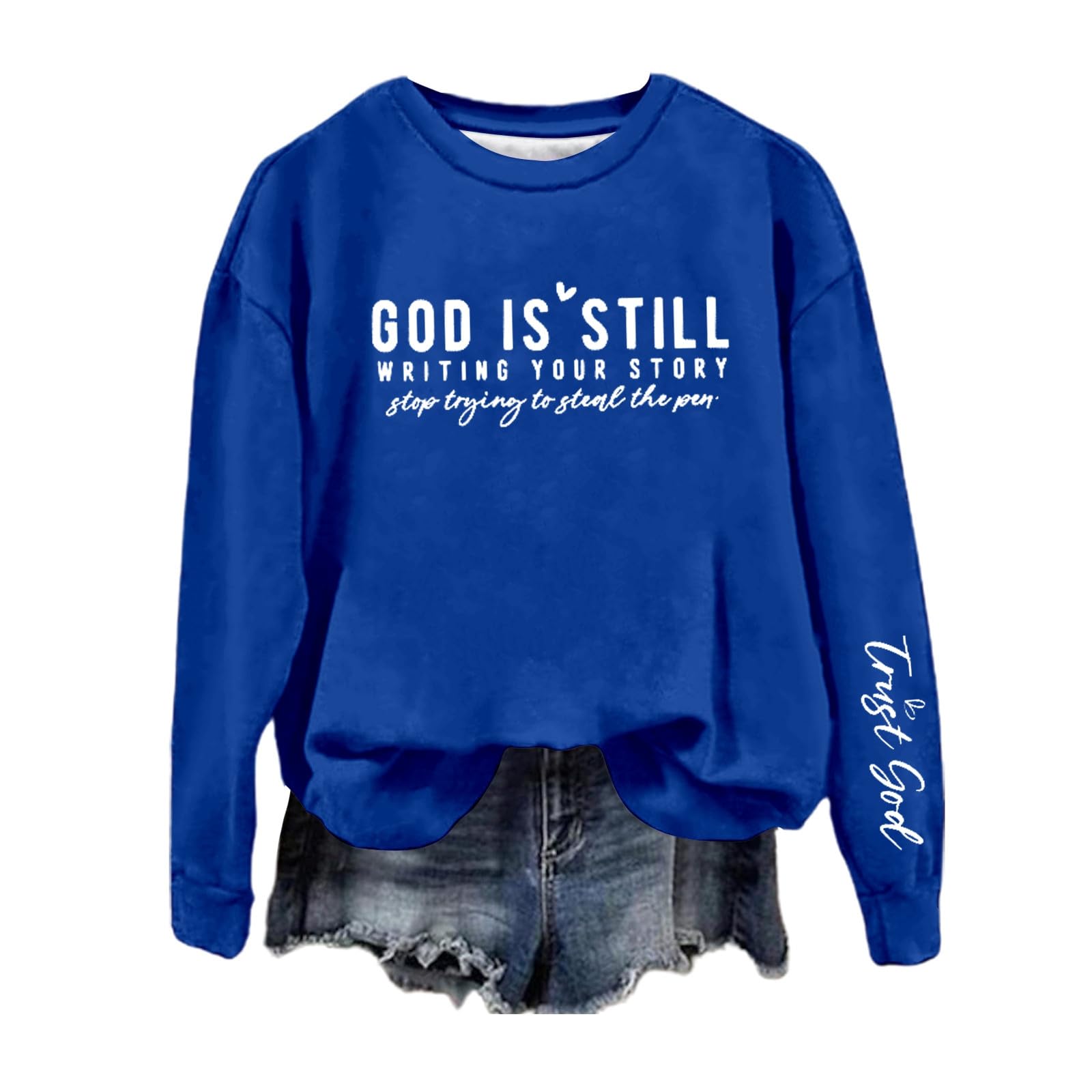 God Is Still Writing Your Story Sweatshirts for Women 2025 Long Sleeve Crewneck Christian Sweatshirt Pullover Tops