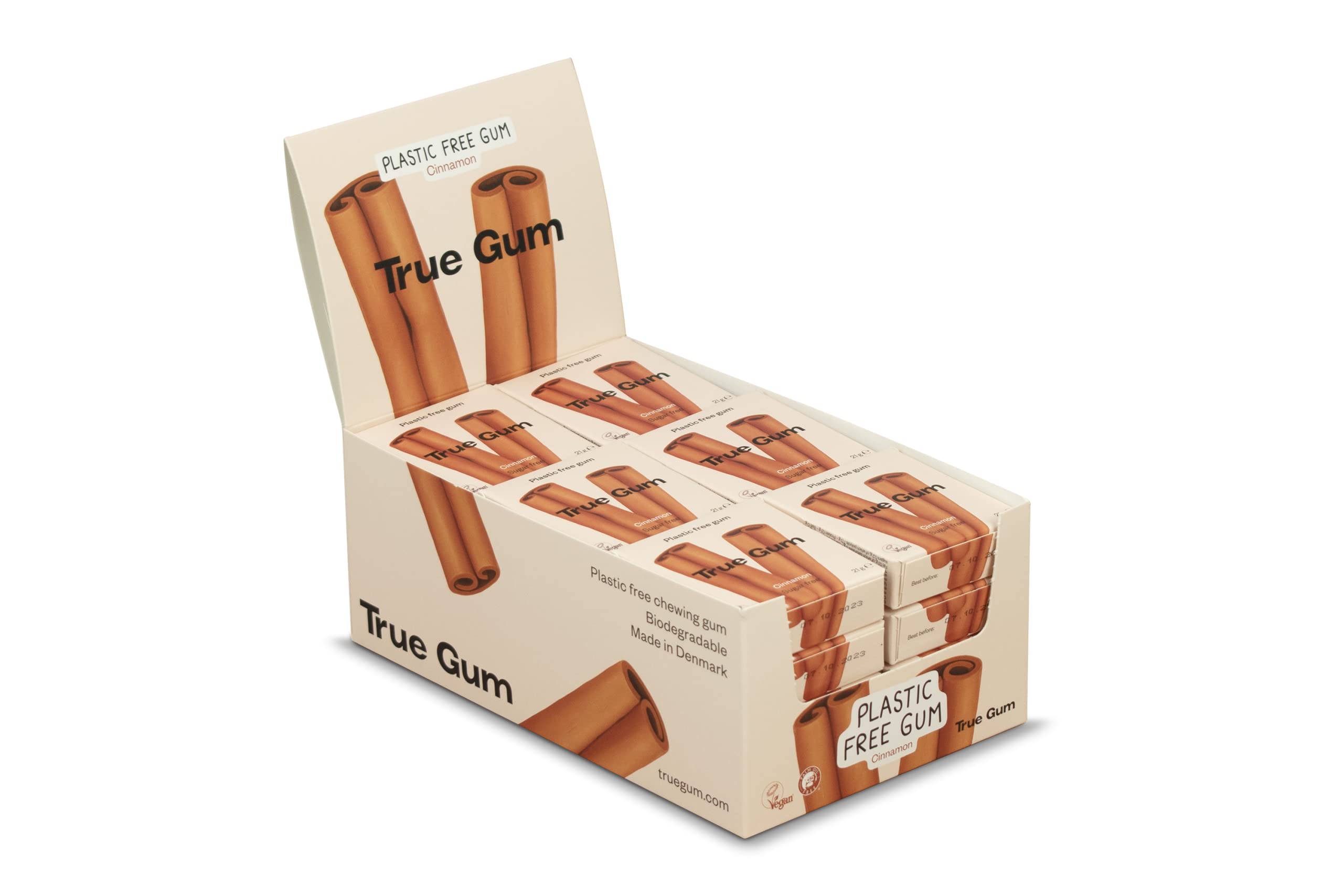 True Gum 24er Display: ZIMT | Plastikfreier Kaugummi | Biologisch Abbaubar | Vegan | 24 x 21 g, 504 g