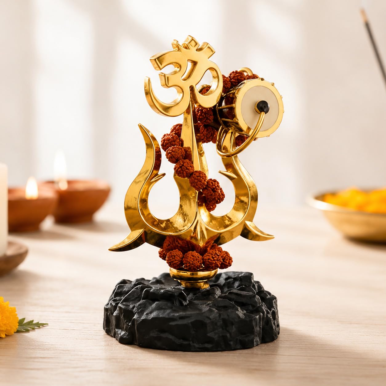 AVORA Resin Mahadev Trishul Murti for Home Temple, Car Dashboard & Office | Compact Lord Shiva Idol for Puja, Meditation & Spiritual Decor | Shiv Showpiece 8.5×6.5×11 cm-image-6