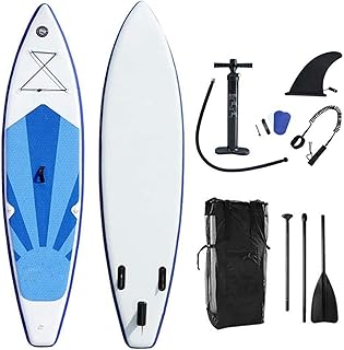 Inflatable Paddle Board, Blue, Inflatable Stand Up Paddle Board, 30 M SUP Inflatable Paddle Board With Pump, Aluminium Oars, Seat Belt 420X 78X 15cm