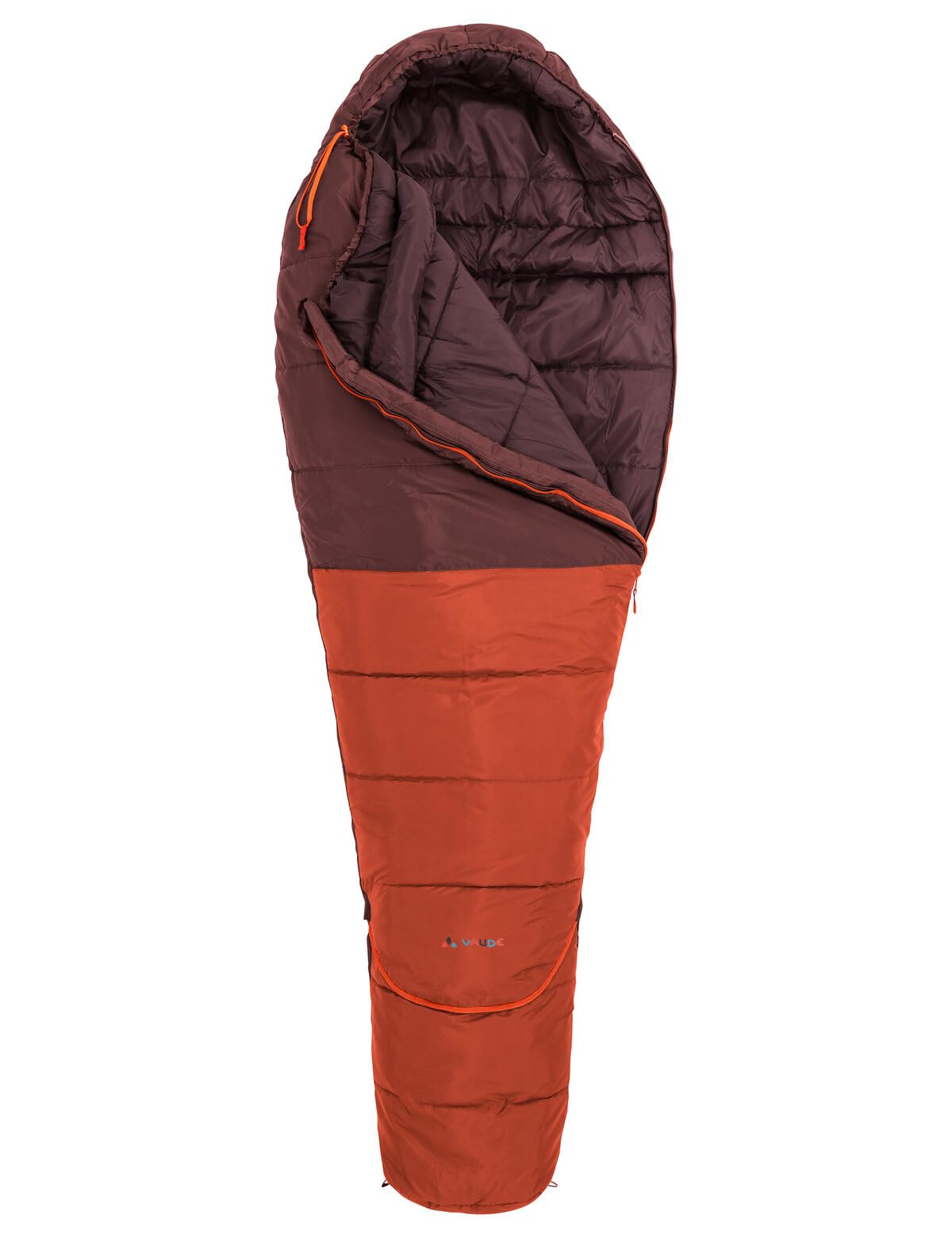 Vaude Kobel Adjust 500 II Syn - Saco de Dormir Unisex Juvenil (Dark Cherry Left) | Saco de dormir infantil para acampada con ajuste de longitud – Saco de dormir infantil 130-165 cm – Corte momia