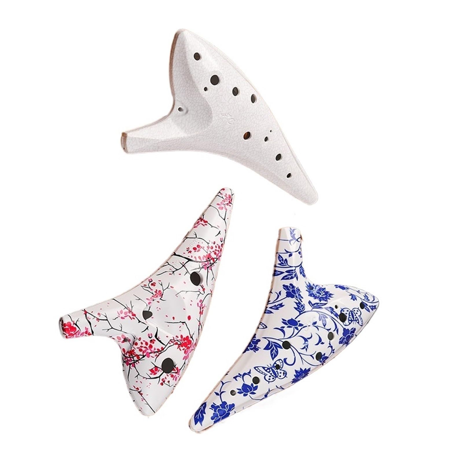 Ocarina 12 Trous Dédié Milieu De Gamme AC Tune Imitation Bois Résine Instrument Débutant Poterie Xun ocarina Instrument À Vent Portable(White Pine)