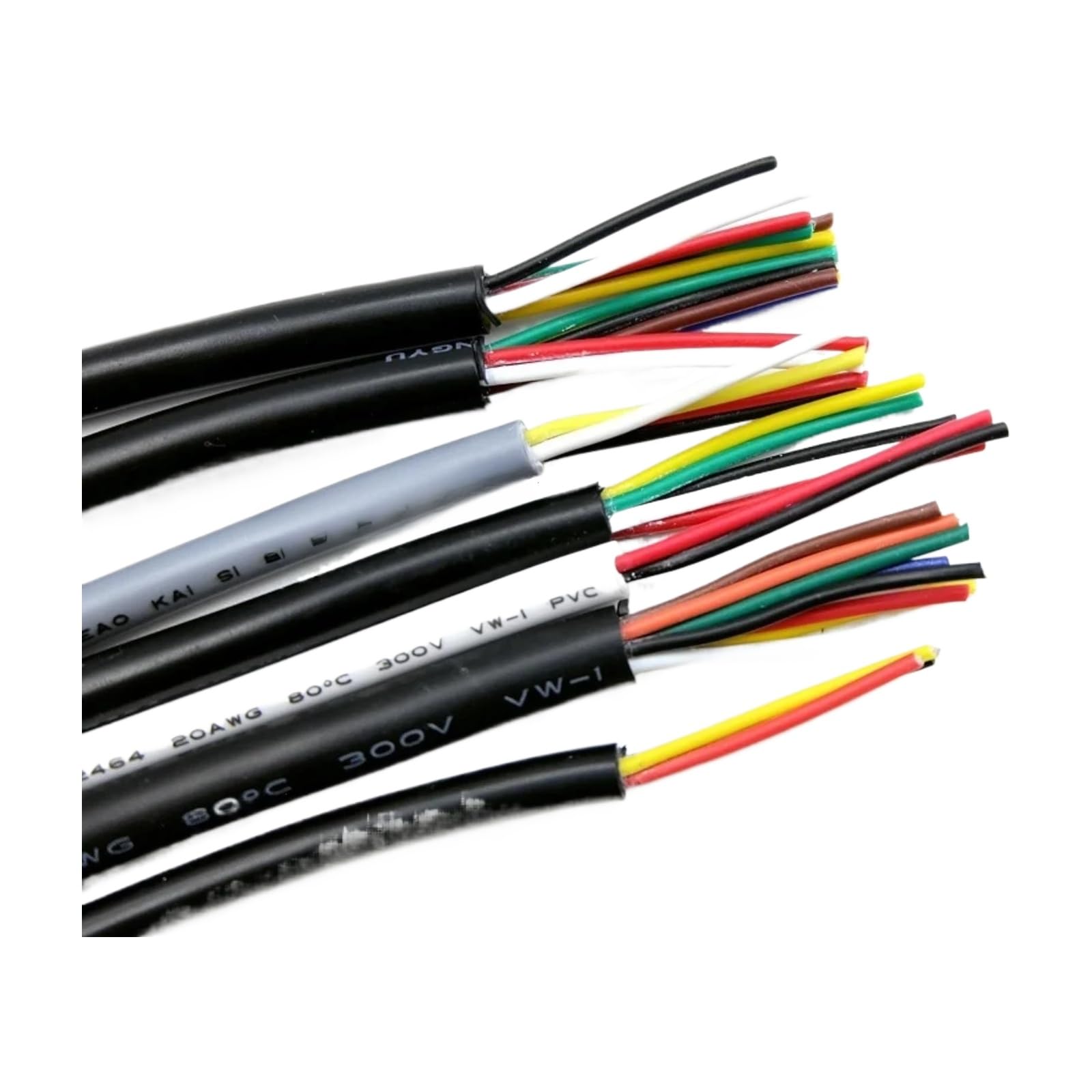 5M Przewód miedziany z dopasowaniem 30AWG-14AWG czarno-biały 2 3 4 5 6 7 8 10 rdzeni miękki UL2464(Black 30AWG; 5 m; 3Cores)