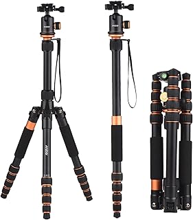 Andoer portátil destacável tripé de liga de alumínio monopé com máx. Cabeça Esférica 5KG Suporte de Carga Prato de Liberação Rápida para Câmera Filmadora Paisagem Fotografia Gravação de Vídeo