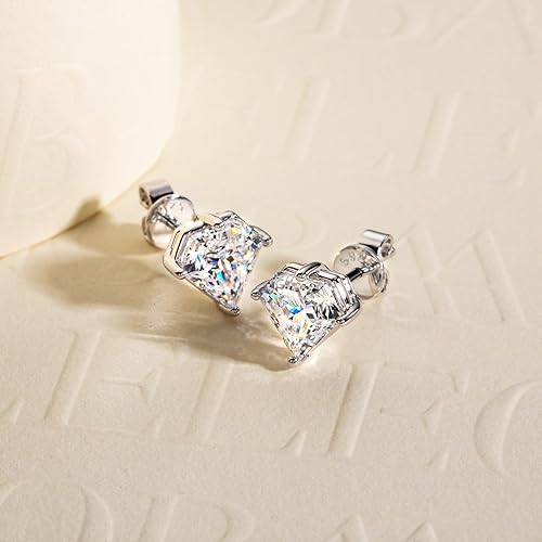 Miniatura 3 de 3cttw-6cttw Cubic Zirconia Stud Earrings 5A Grade CZ Diamond Shaped Earrings for Women Men