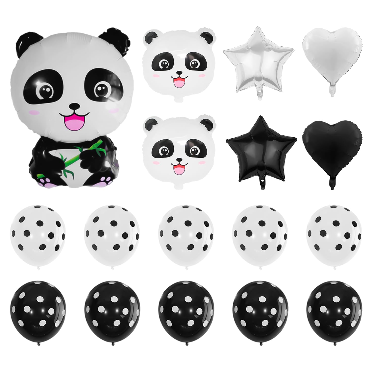 17 Pieces Of Panda Themed Balloons, Animal Party Decorations, Party Balloon Sets, Cartoon Style Arrangements