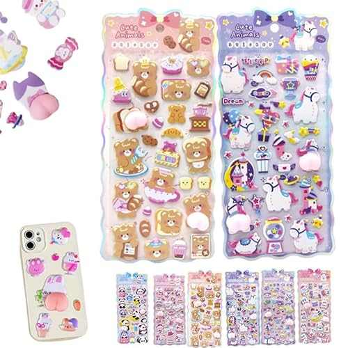 3D���K�V�[�� ���� ������ՂɂՂɃV�[�� 3D�X�e�b�J�[ ���� �\��t���\ 2���Z�b�g ���킢�� �E�T�M/�N�}/�p���_�� ���J���p DIY����p�X�e�b�J�[ �_�炩�� PVC�� �g�ѓd�b����p �蒠�p ���L���p ��|�p�i (2���Z�b�g C) [���s�A��