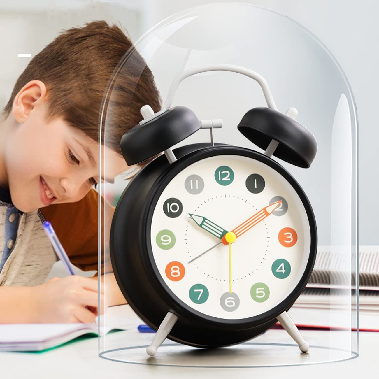 Despertador, Reloj de Noche con diseño Dibujos Animados(Black,3in)