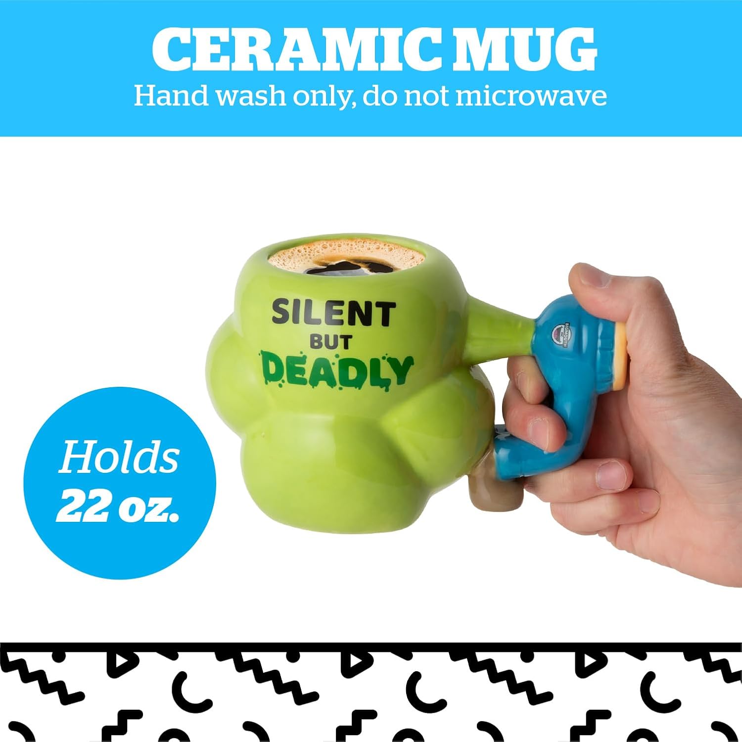 BigMouth Inc. Fart Mug, Funny Gag Gift, Large Ceramic Coffee Mug, Silent but Deadly - 22 Ounces - Image 3