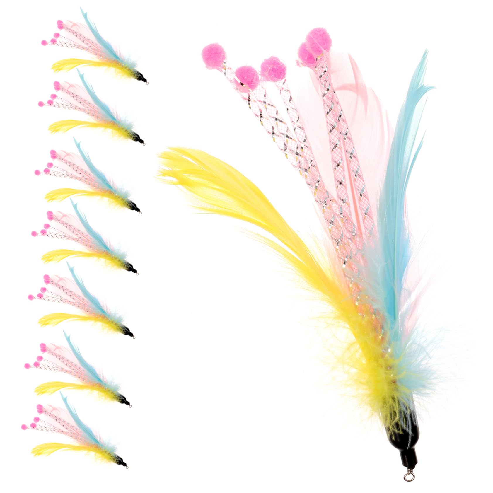 Kisangel 24pièces Jouets à Canne Multifonction pour Chats Remplacements De Plumes Interactives pour Jouets à Filer Teaser