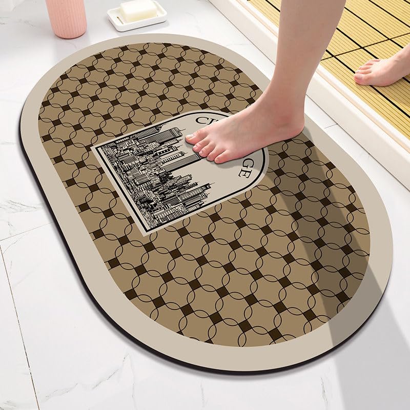 PLATU Bathroom Mat Bathroom Rug Absorbent Stain Resistant, Fast Drying Non Slip Shower Mat，Diatomaceous Earth Bath Mat for Bathroom Shower Floor,Kitchen Absorbent Pad (style 2)