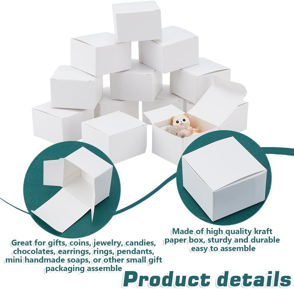 PH PandaHall 30pcs Mini White Gift Box, Small Jewelry Favor Treat Boxes Gift Packaging Box with Lid Square Favor Boxes for Christmas Valentine Mother Wedding Birthday Party,2.4x2.3x1.6''