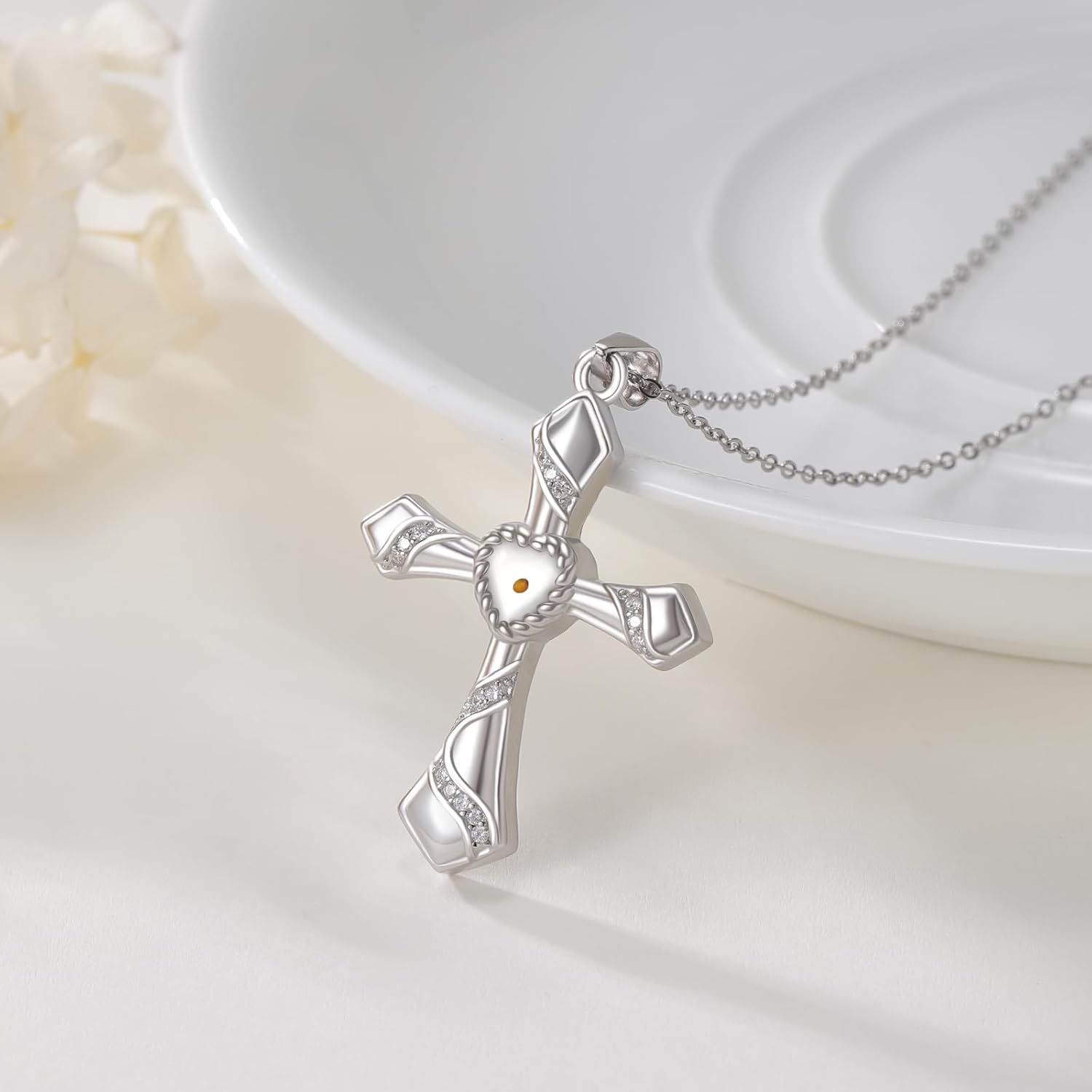 Cross Necklace Sterling Silver Four Leaf Clover/Cardinal/Hummingbird/Dragonfly/Key/Mustard Seed Religious Cross Pendant Jewelry Christian Gifts for Women Men - Image 3