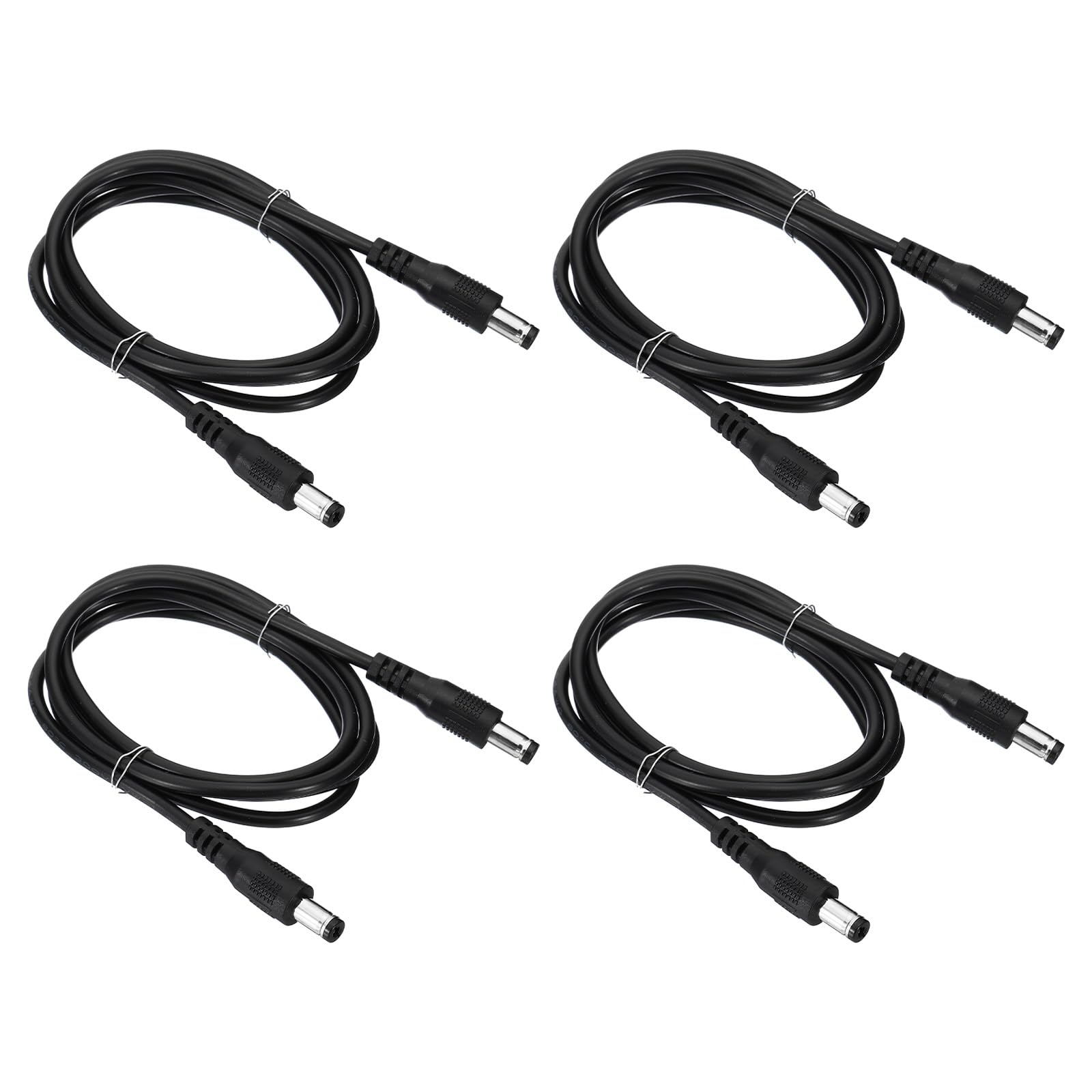 PATIKIL 3Ft Male to Male 5.5x2.1mm DC Power Extension Cable, 4 Pcs 24AWG Wire Adapter Connector Charging Cord for LED Strip DVR Router Camera, Black