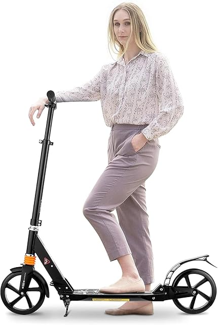 CAROMA Scooters for Teens Adults, Foldable Adults Kick Scooter 2 Wheel, 200mm Large Wheels Scooters Height Adjustable for Kids Adults and Teens, with Carry Strap