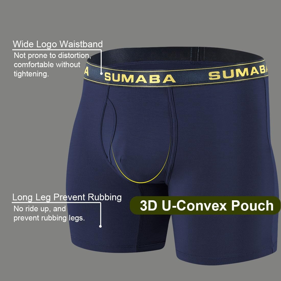SUMABA Men's Underwear Moisture Wicking Bamboo Viscose Boxer Briefs M L XL 2XL 3XL