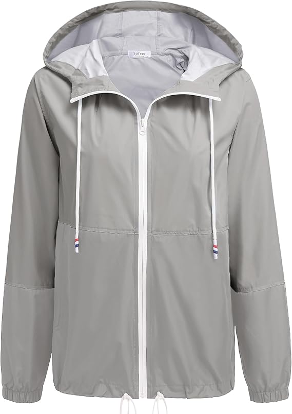 Cllios Women's Raincoat Waterproof Lightweight Rain Jacket Active