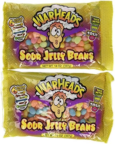 Warheads Sour Jelly Beans 6 Assorted Flavors (Pack of 2)