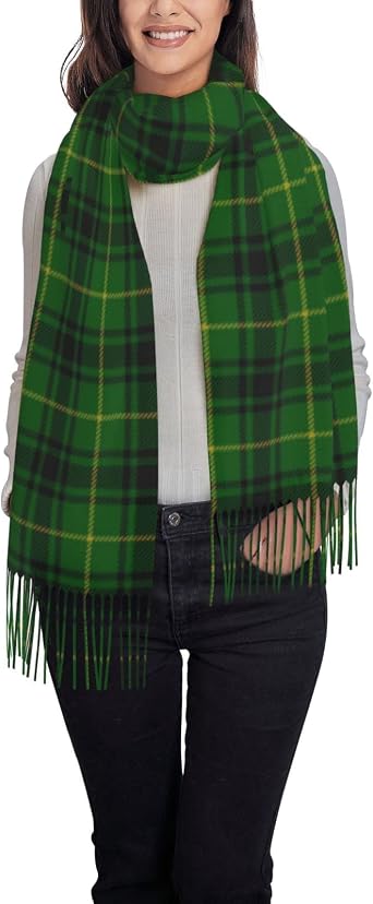 Womens Scarf Shawl, Soft Faux Cashmere Feel Tassel Scarf, Winter Warm Plaid Wraps Gift