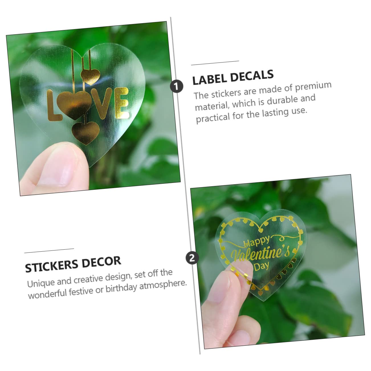 Abaodam 3rotoli Adesivi Trasparenti Cuore Per Stickers Autoadesivi Per Decorazioni e Regali Per Matrimonio e Biglietti Di Auguri