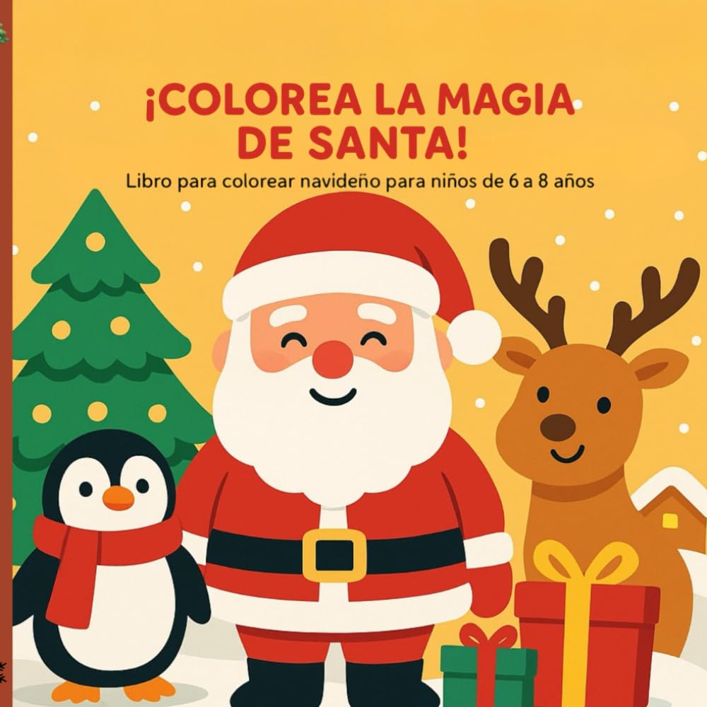 Colorea la Magia de Santa: Dibujos simples y adorables para disfrutar la magia de la Navidad
