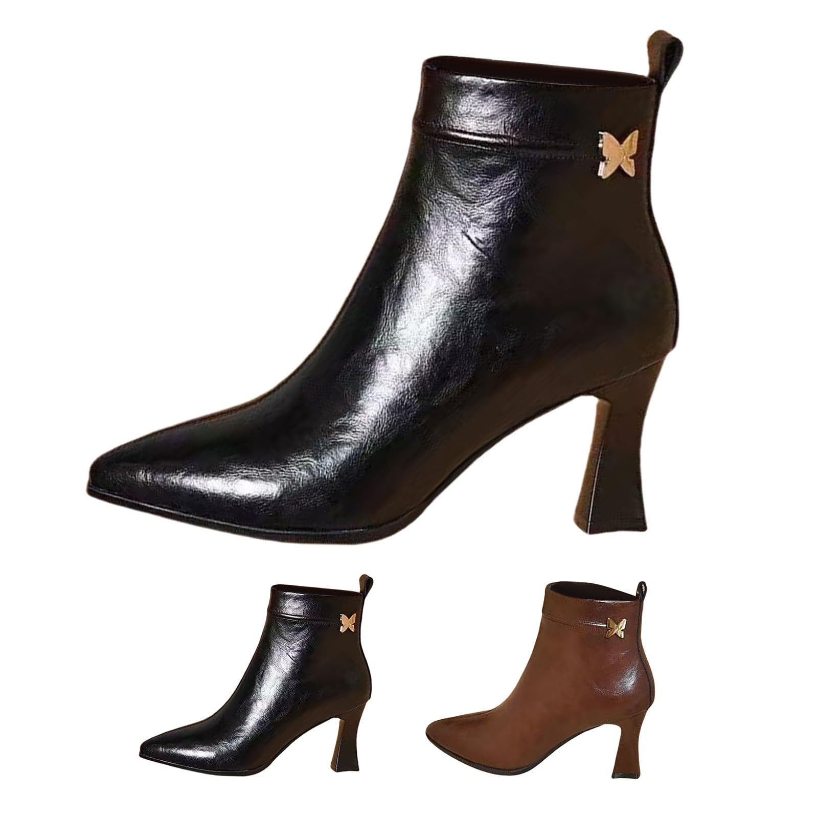 Stivaletti da donna con tacco a spillo – Tacchi alti neri chiusi Chelsea Boots con chiusura lampo – Scarpe da sera eleganti in ecopelle