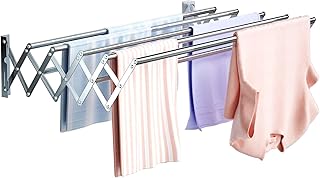 Wall Mounted Clothes Drying Rack, Foldable Wall Mount Laundry Drying Rack Folding Indoor, Drying Rack Clothing Collapsible, Retractable Towel Drying Rack, Space Saver with 7 Drying Rods