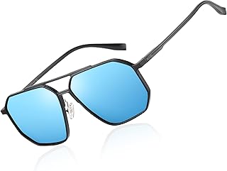 DUCO Klassische Quadratische Sonnenbrille für Herren Damen Retro Polarisierte Sonnenbrille Übergroßer Vintage Metallrahmen...
