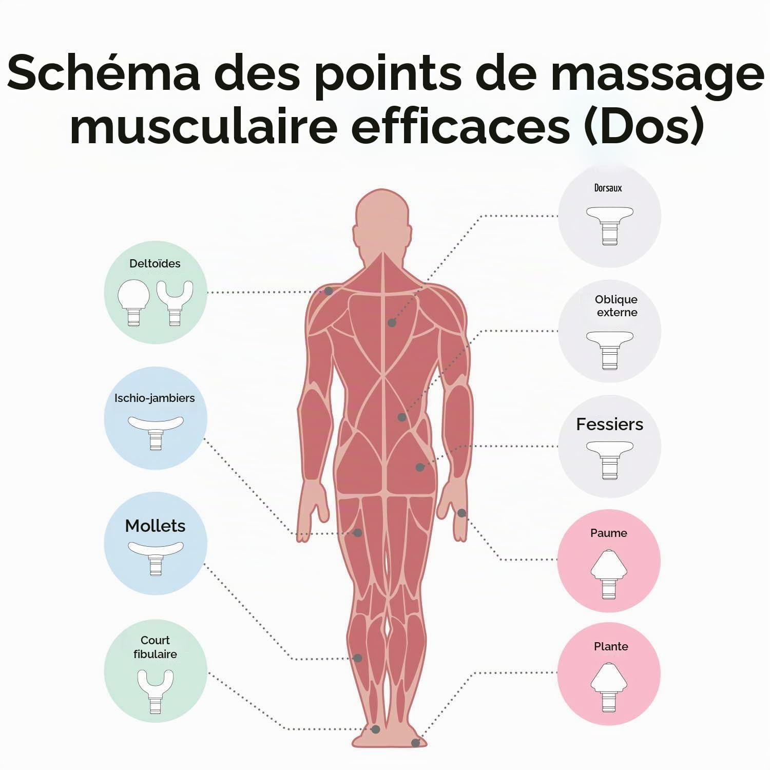 MYTREX Rebive Air Mini Pistolet de Massage Musculaire pour Corps avec 5 Niveaux d'Intensité de Vibration et 5 Têtes Interchangeables. Pour Soulagement et Relaxation Musculaire