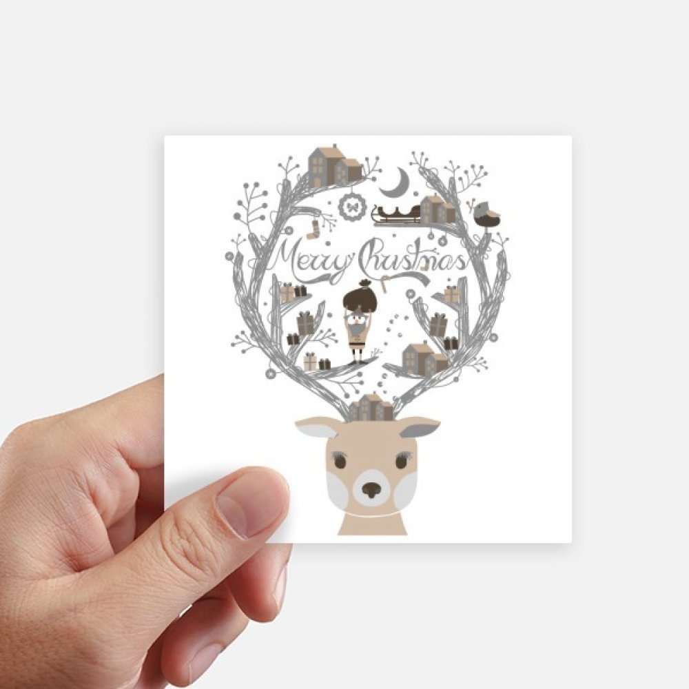 Autocollant Père Noël cerf Maison Cadeau stickers carré pour mur pc portable moto lot de 8 pièces