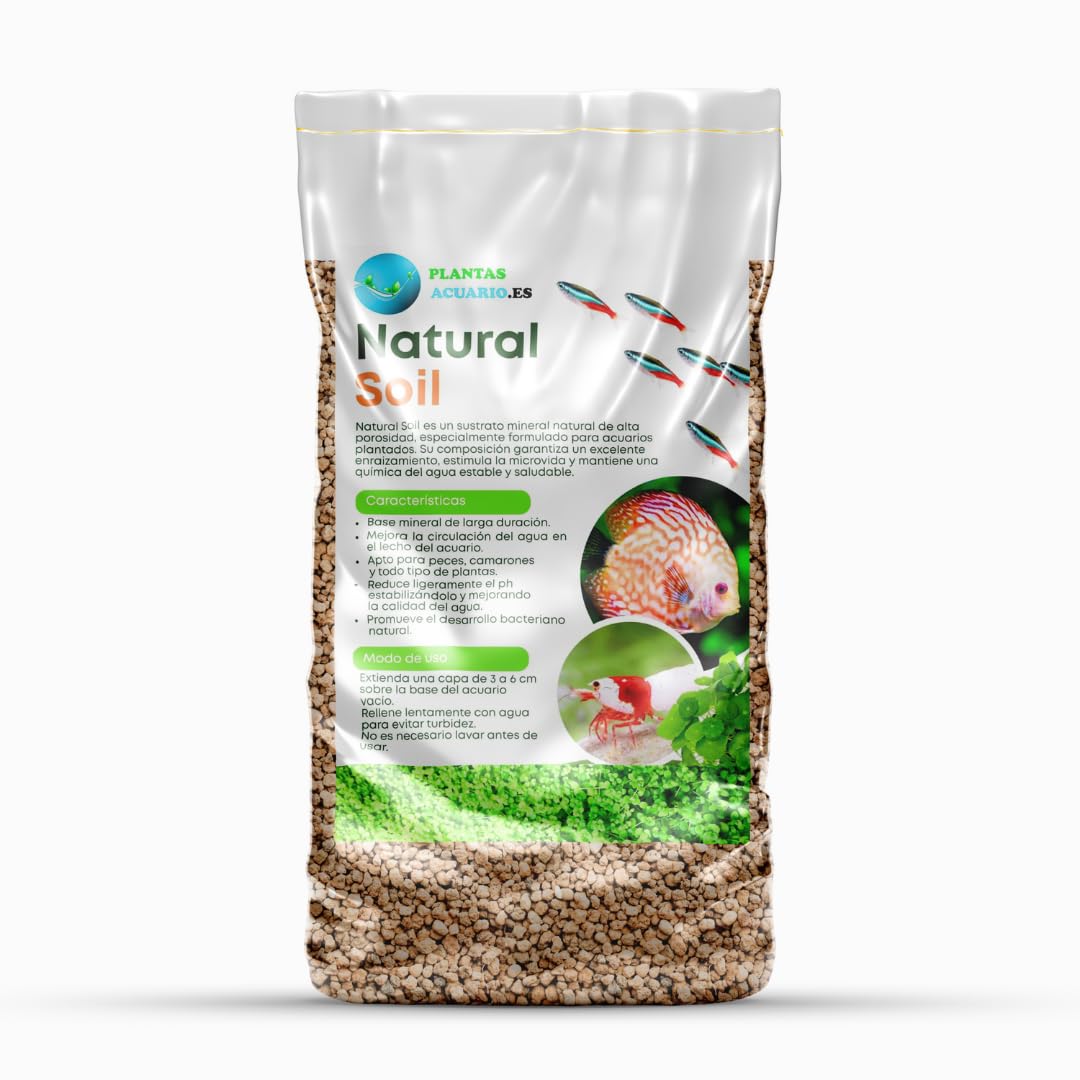 Natural Soil Sustrato Mineral Arcilloso Grano Grueso 4-8mm para Acuarios, Terrarios, Paludarios, Ideal para Plantas Acuáticas y Terrestres 8 litros