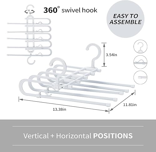 Miniatura 6 de LaLand Percha de pantalones con clips perchero de 5 capas para pantalones pantalones de mezclilla pantalones faldas bufanda toallas almacenamiento