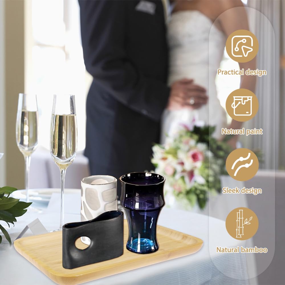 Vassoio In Bambù 30x20 Cm - Portaoggetti Da Bagno Con Adesivi Antiscivolo - Foto 9