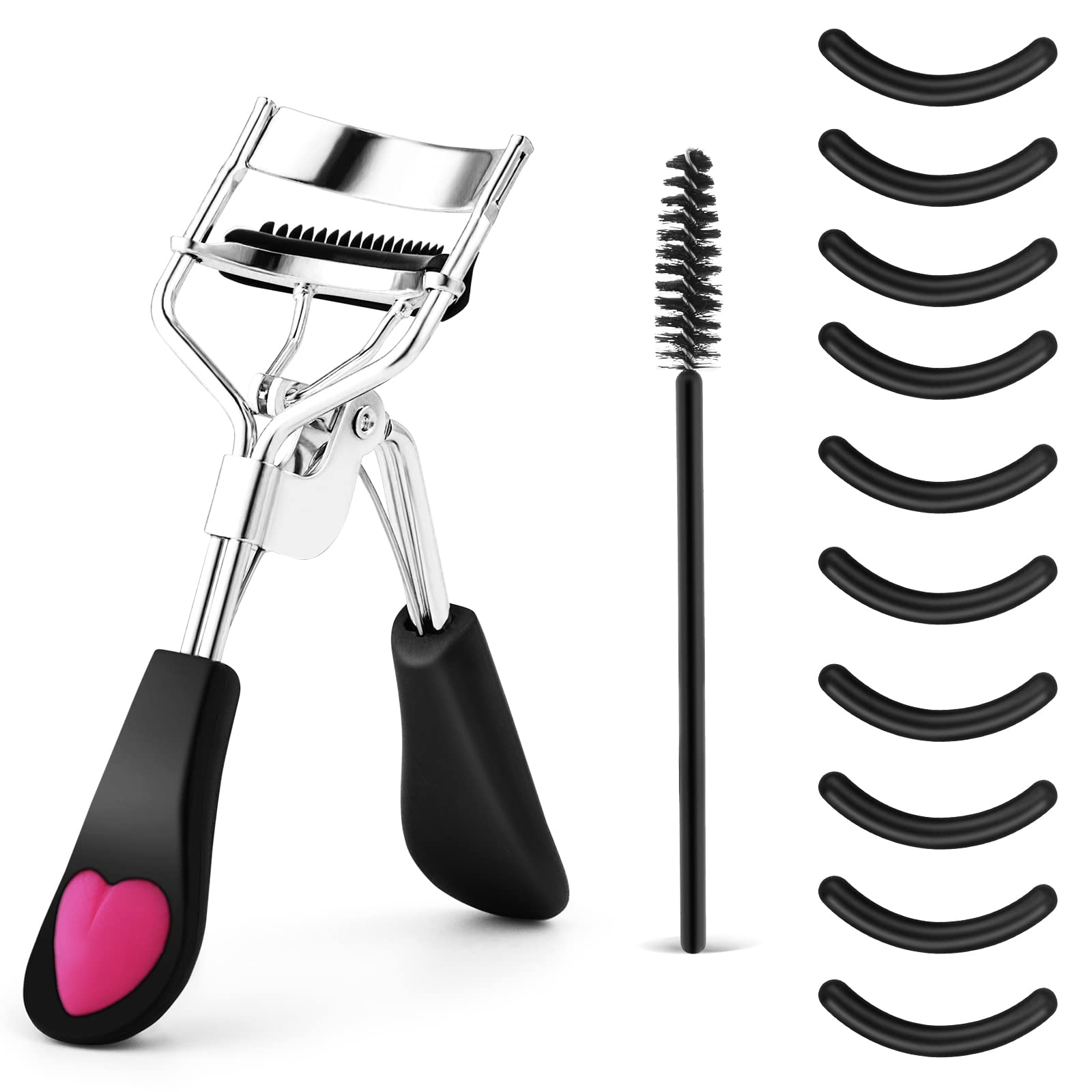 Sibba Piegaciglia Professionale per le Donne Senza Pizzicare o Tirare Lunga Durata si Adatta a Tutte le Forme Degli Occhi Strumento per il Trucco con 10 Cuscinetti di Ricarica in Silicone e Pennello