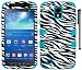 For Samsung Galaxy S4 Active i9295 i537 Zebra Design Tuff Hybrid Cover Case with ApexGears Stylus Pen (Black White Zebra w/ Teal Skin)