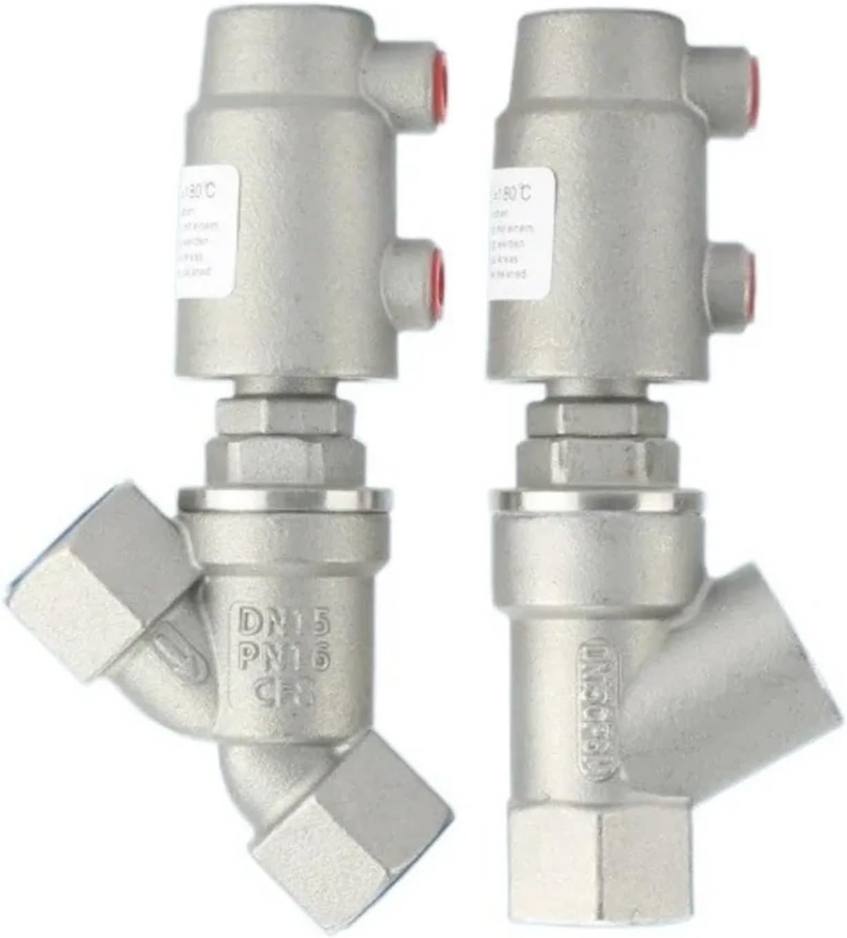 1pc DN10 DN15 3/8" 1/2" BSPT Female Pneumatic Air Y Shape Filling Machine Angle Valve 304 Stainless Steel(Type-B DN15 135C)