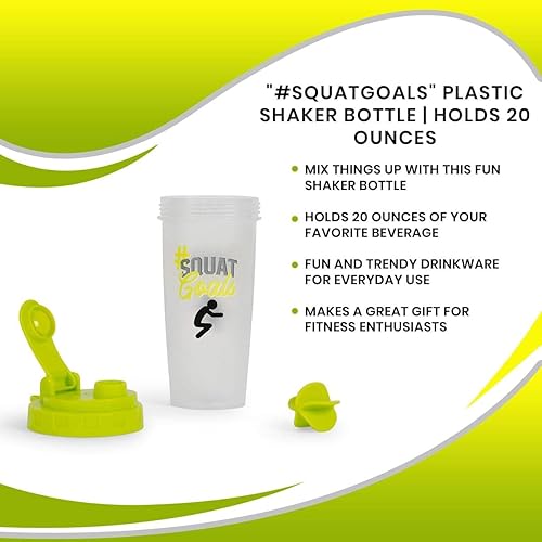 Miniatura 6 de Toynk #SquatGoals - Botella agitadora de plástico | Mezclador de bebidas sin BPA de 20 onzas para batidos de proteínas y batidos | Botella de