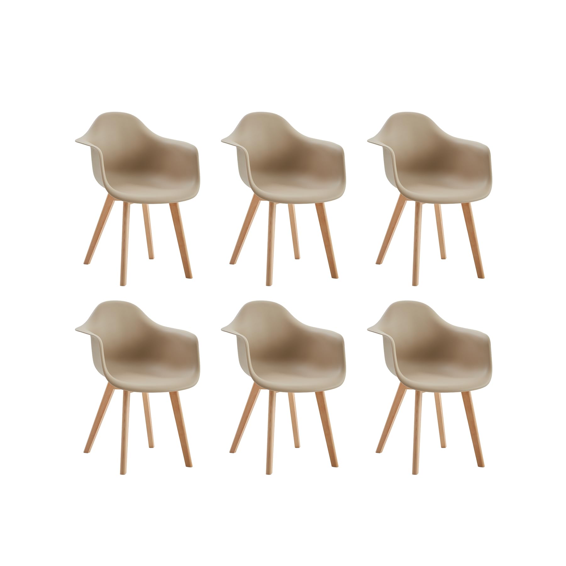 GrandCA HOME Set di 6 Sedie da Pranzo Sedie da Cucina Moderne con Gambe in Legno di Faggio, Poltrone per Sala da Pranzo, Soggiorno, Cucina, Beige
