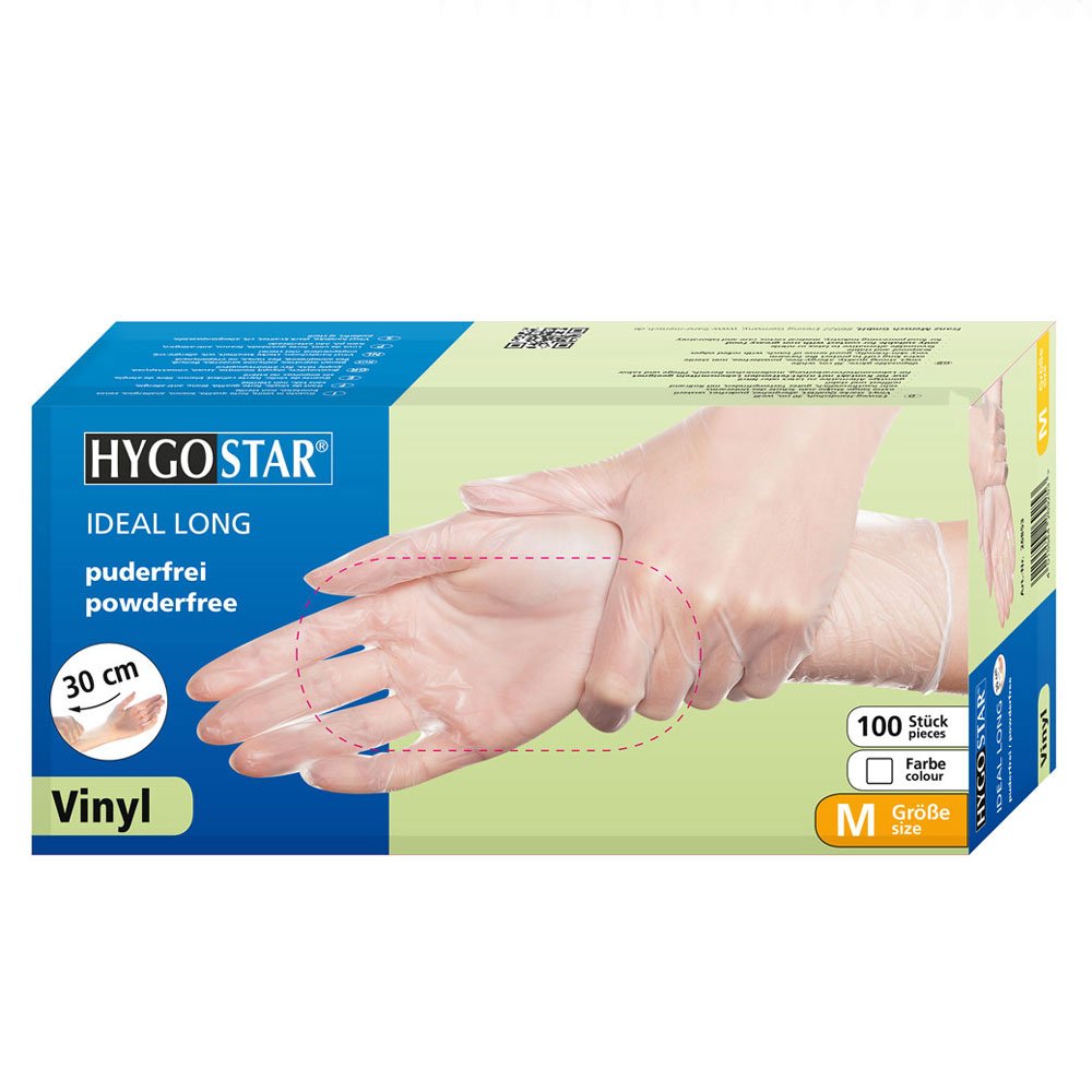 Hygostar Guanti monouso in vinile Ideale senza polvere (M