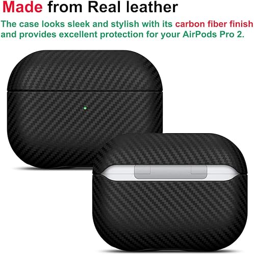 Miniatura 2 de LOPIE Funda de cuero para AirPods Pro de 2 generación, hecha a mano para AirPods Pro 2, hecha de cuero real, cubierta protectora rígida, estilo de