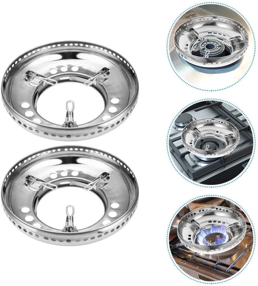 BESPORTBLE 2pcs Windproof Wok High-temperature Resistant Stainless Steel Stand for Gas Stove Easy to Install Stable Support Energy Saving Non- Design