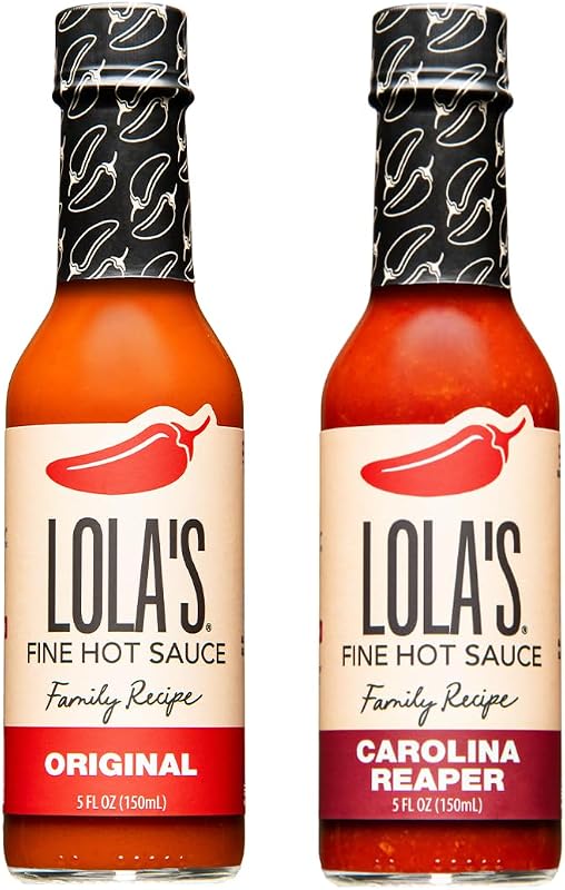 Lola's Fine Original Recipe & Carolina Reaper Hot Sauce – All Natural, Gluten-Free, Keto, Vegan-Friendly