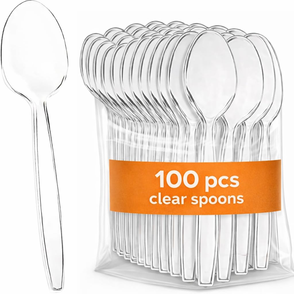 Pack of 100 Heavy Duty Washable Spoons Cutlery Tablespoon