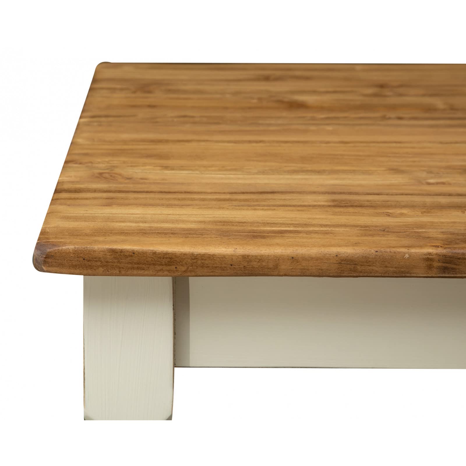 Biscottini Table carrée Salle à Manger 90 x 78 x 90 cm | Table en Bois Massif de Tilleul | Table Cuisine Structure Antique | Table Haute Blanche et Finition Naturelle