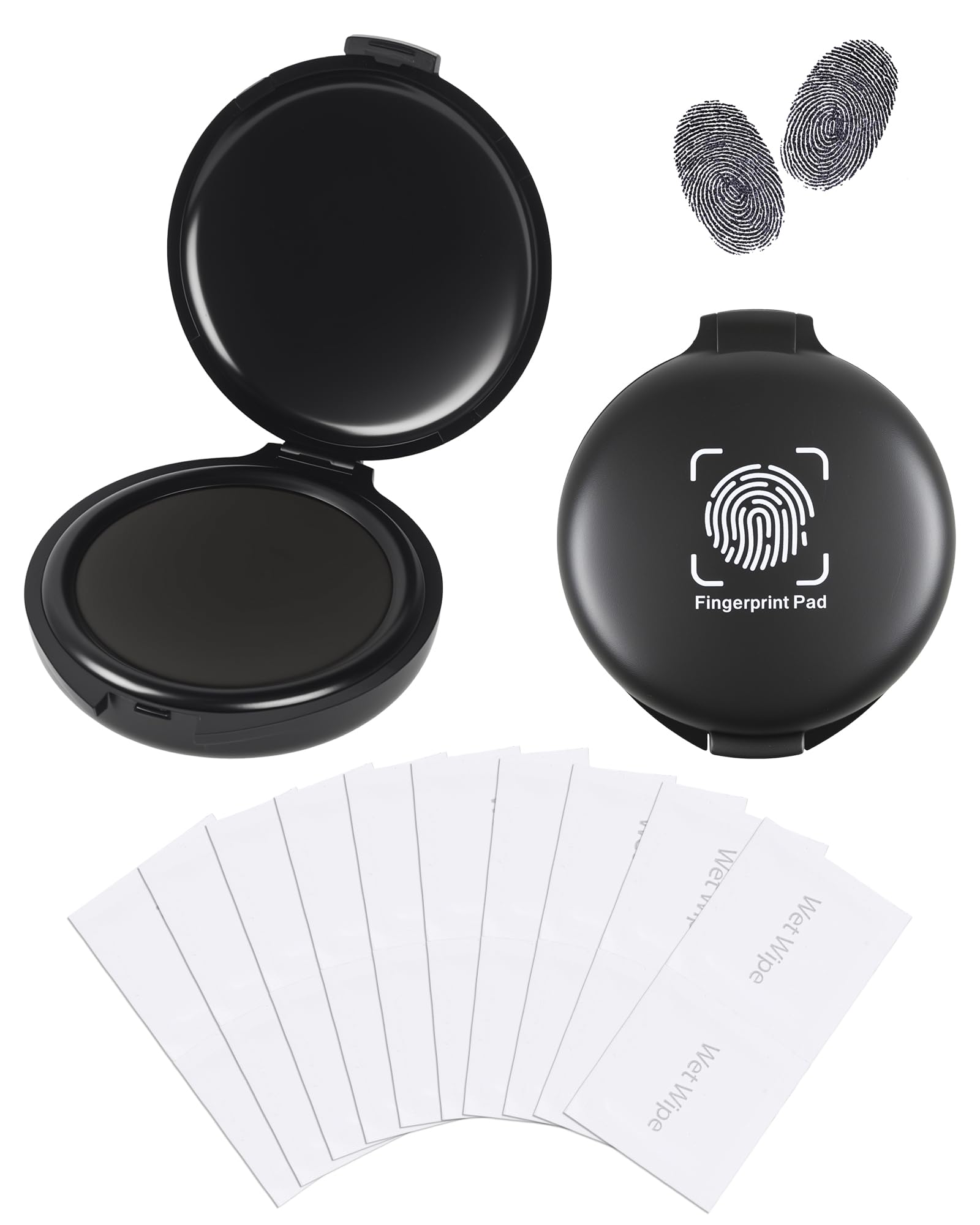 2Pcs Portable Fingerprint Ink Pad Set Black Ink Pad with Cleaning Wipes for Legal Documents, ID Cards, Scrapbooking, Office & Craft Use โ image 1