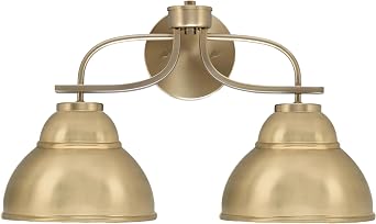 Toltec Lighting Cavella 2 Light Bath Bar - Vanity Wall Light, Modern Bath Bar Fixture Over Mirror, Contemporary Indoor Lighting - New Age Brass Finish, 7" New Age Brass Double Bubble Metal Steel