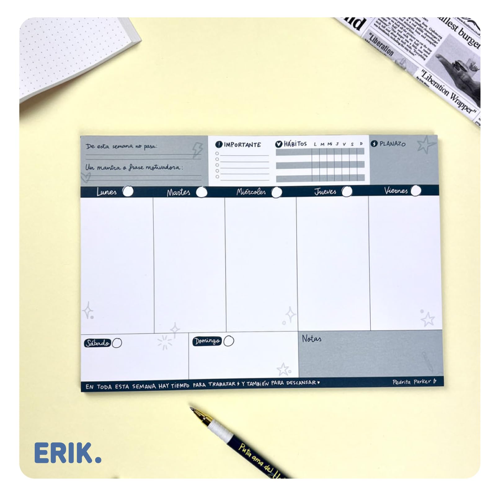 Planificador semanal Pedrita Parker A4 - Weekly planner en Español Sin Fecha: Organizador semanal para mejorar tu Productividad [52 hojas de Alto Gramaje]