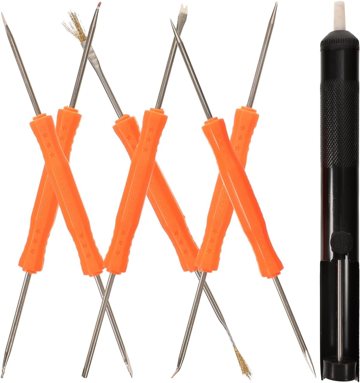6pcs Solder Assist Tool Set with Strong Suction Desoldering Pump and Wick for Circuit Board Repair Precision Work and Electronic Maintenance