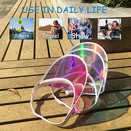 5Pack Sun Visor Hat Women Reflective Clear Bachelor Party Outdoor Beach Sports Travel Running Retro Travel Golf Trip Sunhat Reflective Vsiors Cap (Pink) #TOP5