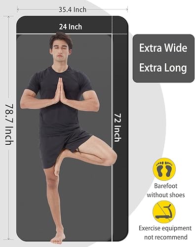 Miniatura 2 de Tapete de yoga grueso y ancho para mujeres y hombres, tapete de ejercicio grande de 78 x 35 pulgadas, tapete de entrenamiento para gimnasio en casa,